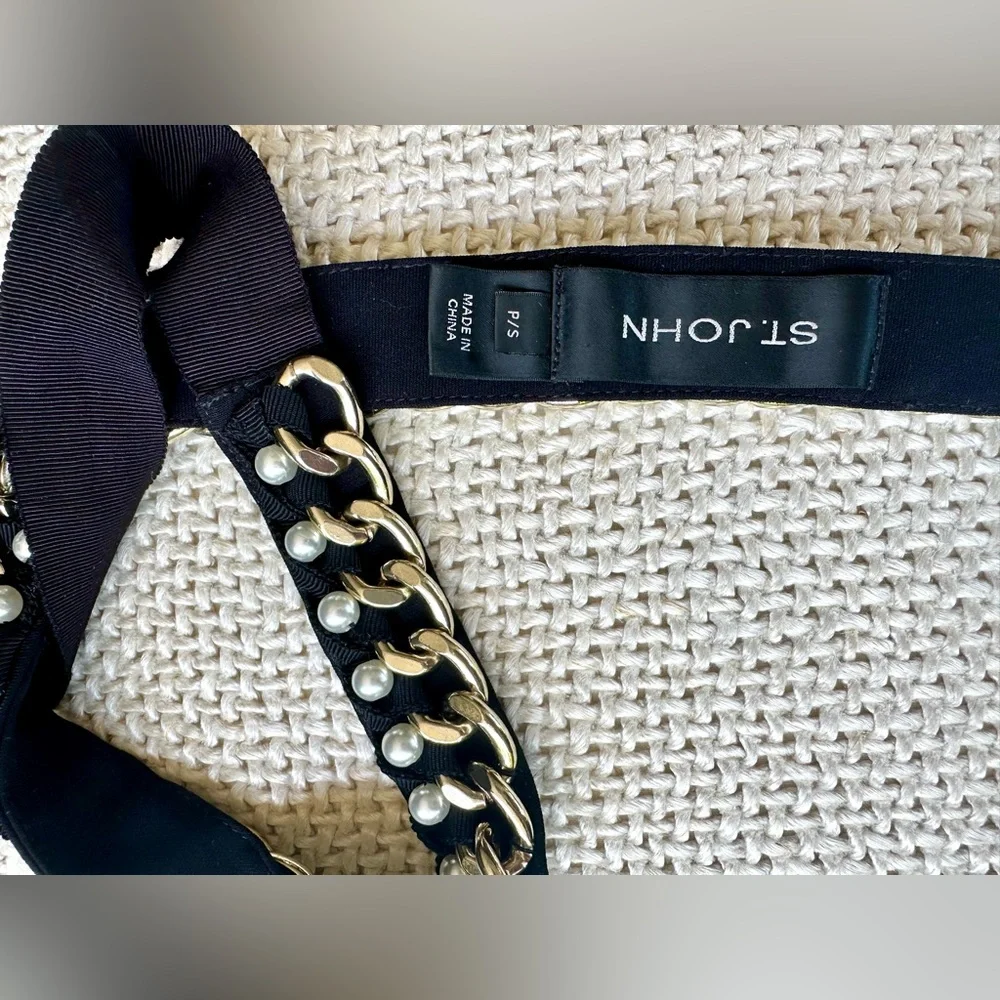 Like New St. John Pearls, Gold Chain, Black Ribbon Design Belt, S